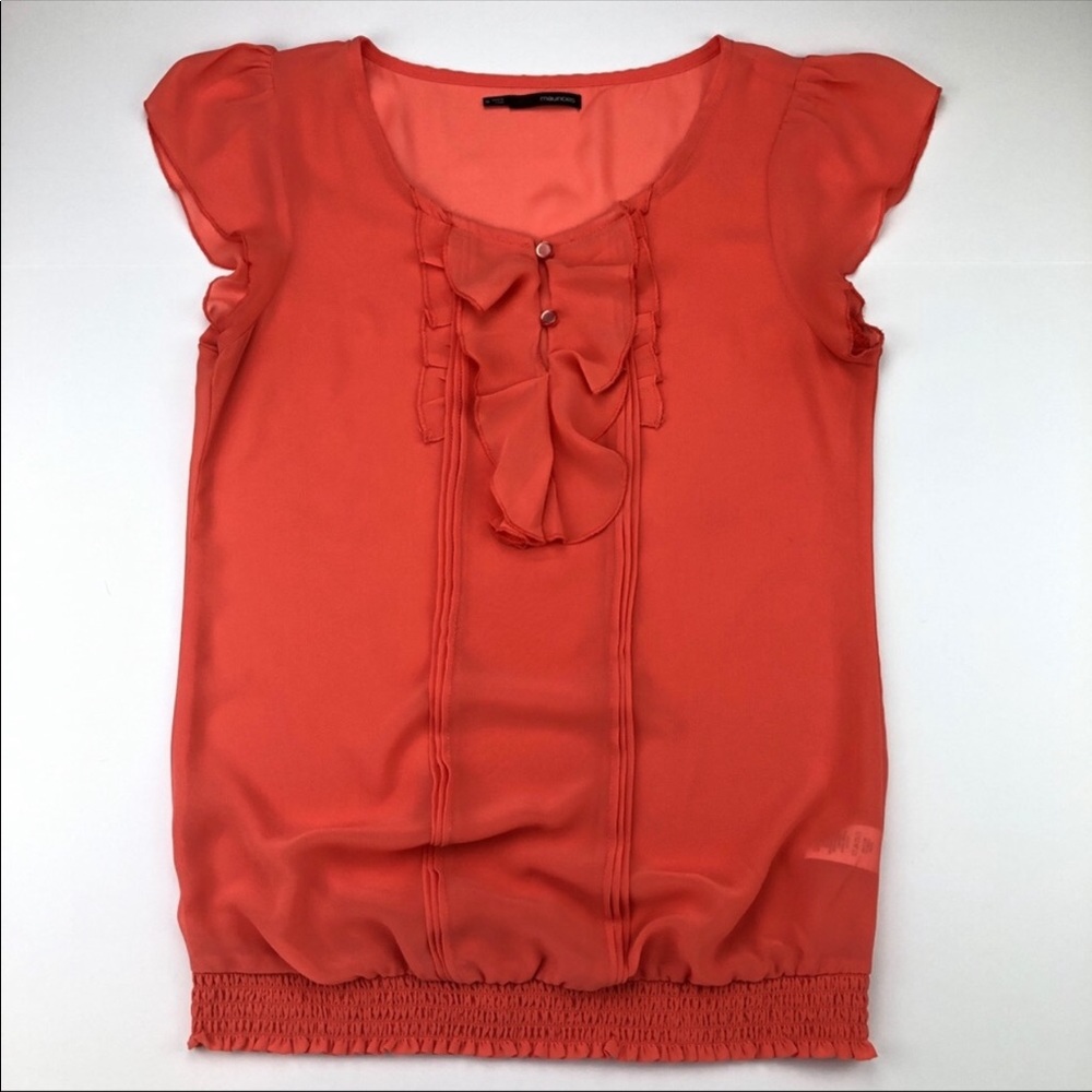 3/$50 Maurices Ruffle Blouse Orange M EUC